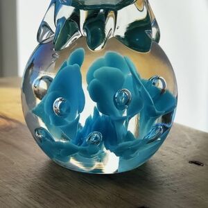 Joe St Clair Paperweight & Vase Glass 7.4 in